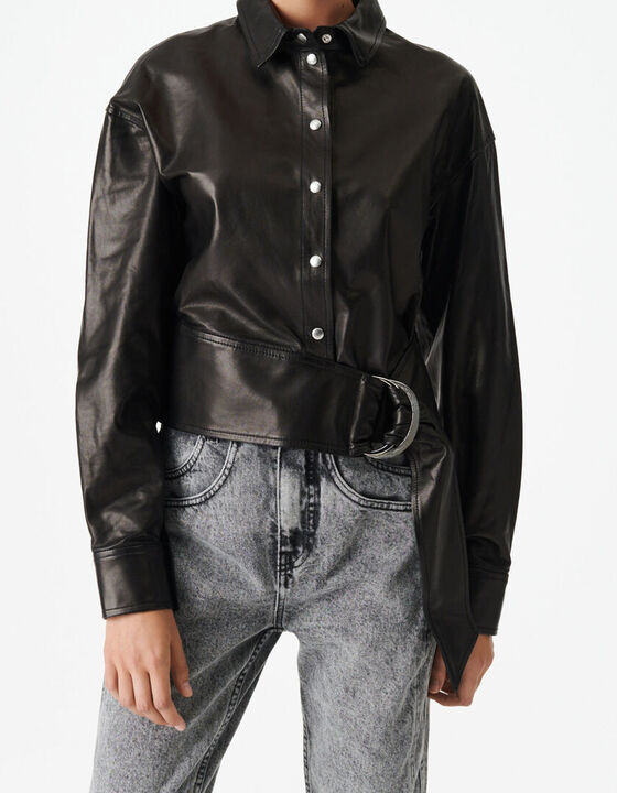 FAIZA BELTED LEATHER SHIRT